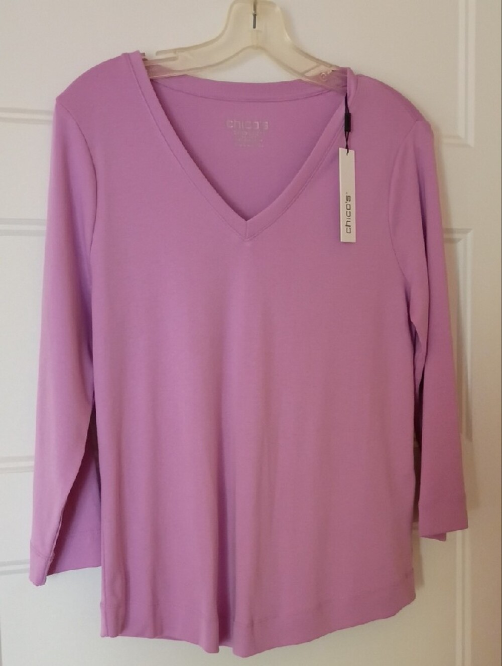 Chicos Lavender Skies Pima Cotton 3/4 Sleeve Tee - NWT